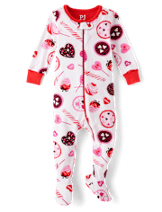 Baby And Toddler Girls Candy Snug Fit Cotton Footed One Piece Pajamas