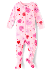 Pyjama une pièce ajusté en coton avec pieds pour bébé et petite fille