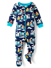 Baby And Toddler Boys Train Snug Fit Cotton Footed One Piece Pajamas