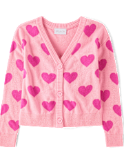 Girls Intarsia Heart Cardigan