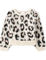 Girls Leopard Eyelash Sweater