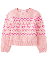 Girls Intarsia Heart Fairisle Sweater