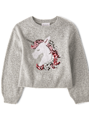 Girls Sequin Graphic Sweater