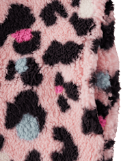 Girls Print Sherpa Zip Up Jacket