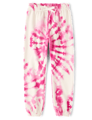 Girls Tie Dye Fleece Jogger Pants