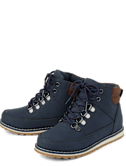 Boys Contrast Cuff Lace Up Boots