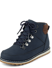 Boys Contrast Cuff Lace Up Boots