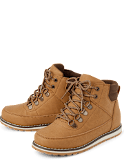 Boys Contrast Cuff Lace Up Boots