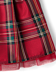 Girls Matching Family Plaid Velour Fit And Flare Dress