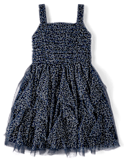 Girls Glitter Mesh Ruffle Dress