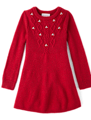 Fille Strass tricot câblé Robe chandail