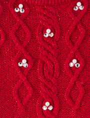 Fille Strass tricot câblé Robe chandail