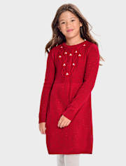 Fille Strass tricot câblé Robe chandail