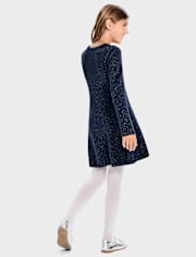 Girls Cable Knit Rhinestone Sweater Dress