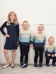 Girls Cable Knit Rhinestone Sweater Dress