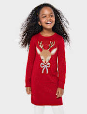 Fille Paillettes Renne Robe pull