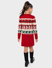 Girls Matching Family Long Sleeve Christmas Fairisle Sweater Dress RED The Children s Place CA