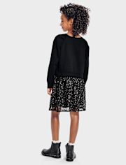 Girls Sequin Sweatshirt Dress