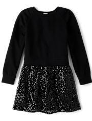 Girls Sequin Sweatshirt Dress