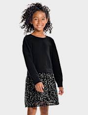 Girls Sequin Sweatshirt Dress