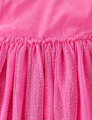 Girls Cross Back Glitter Velour Tutu Dress
