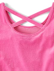 Girls Cross Back Glitter Velour Tutu Dress
