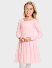 Girls Cross Back Glitter Velour Tutu Dress
