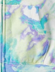 Girls Tie Dye Fleece Zip Up Hoodie
