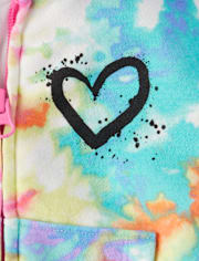 Girls Tie Dye Fleece Zip Up Hoodie