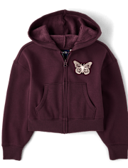 Sweat à capuche zippé confortable et graphique pour filles