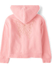 Fille Paillettes molleton Sherpa Lined Zip Up Kangourous