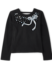 Girls Sequin Bar Back Graphic Top