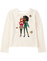 Girls Sequin Bar Back Graphic Top