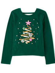 Girls Sequin Bar Back Graphic Top
