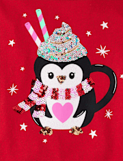 Girls Sequin Penguin Mug Bar Back Top