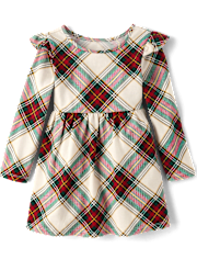 Baby And Toddler Girls Plaid Flutter Dress