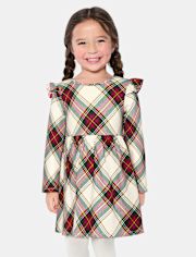 Baby And Toddler Girls Plaid Flutter Dress