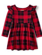 Baby And Toddler Girls Plaid Flutter Dress