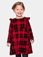 Baby And Toddler Girls Plaid Flutter Dress