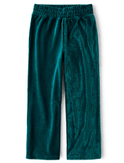 Girls Ribbed Velour Wide Leg Pants