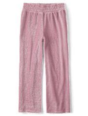 Girls Ribbed Velour Wide Leg Pants
