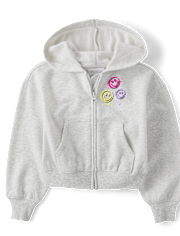 Girls Graphic Fleece Zip Up Hoodie