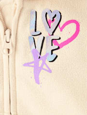 Girls Graphic Fleece Zip Up Hoodie