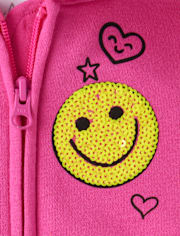 Girls Graphic Fleece Zip Up Hoodie