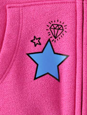 Girls Graphic Fleece Zip Up Hoodie