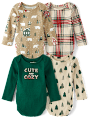 Lot de 4 bodys à carreaux Bébé Garçon