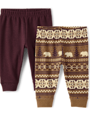 Baby Boys Bear Fairisle Pants 2-Pack