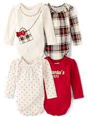 Baby Girls Plaid Bodysuit 4-Pack