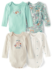 Baby Girls Animal Bodysuit 4-Pack