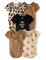 Baby Girls Leopard Bodysuit 5-Pack